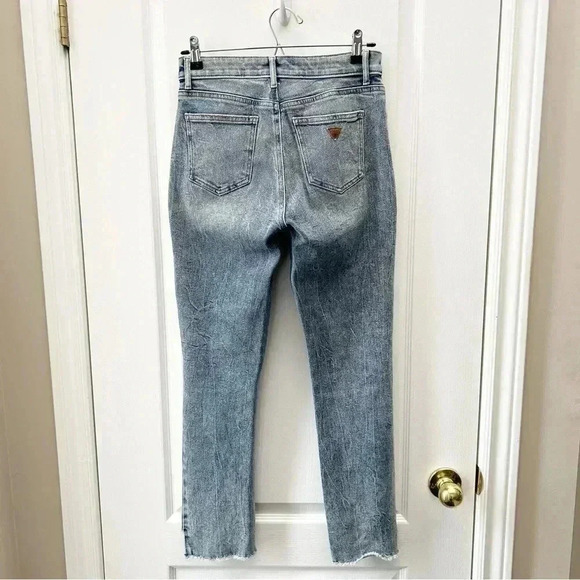 Guess It Girl Jeans  Straight Leg 10” Rise Button Fly Raw Step Hem Blue Size 25 - Picture 4 of 16